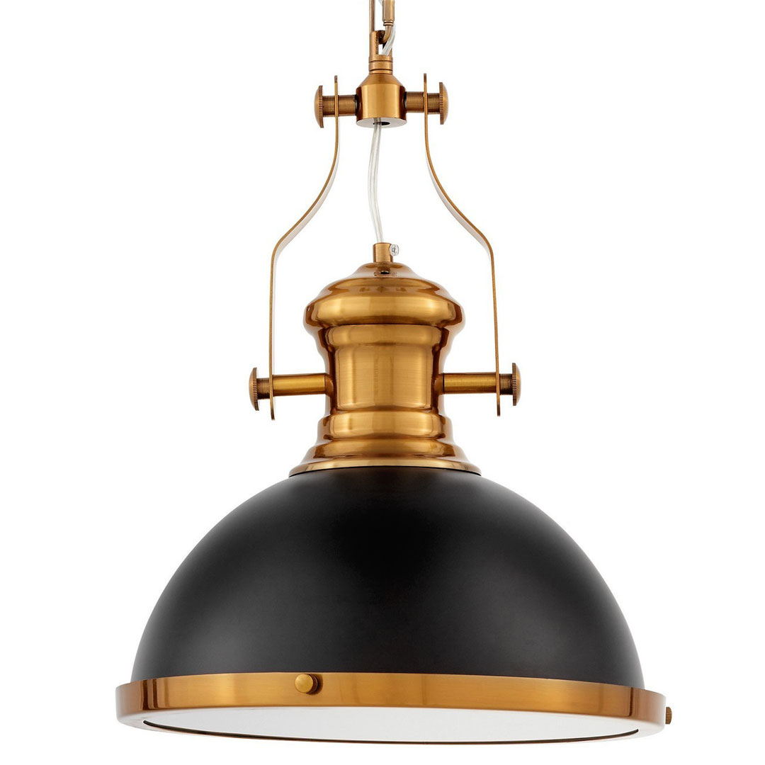 Industriálne čierno-mosadzné svietidlo, kovová lampa s reťazou - ETTORE - Lumina Deco obrázok 1