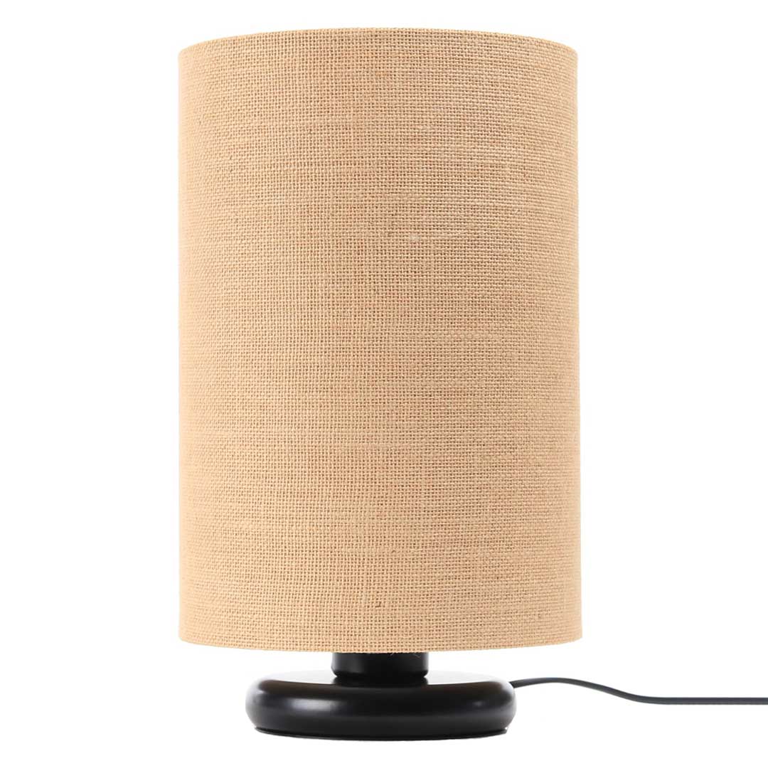 Béžová nočná lampa v tvare valca s jutovým tienidlom BOHO - BPS Koncept obrázok 3