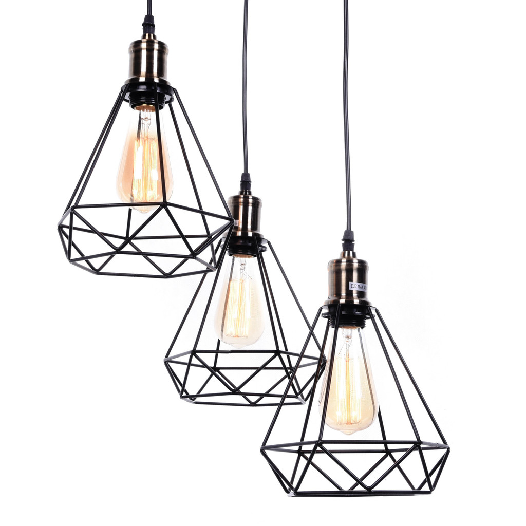 Minimalistické závesné svietidlo, loftový čierny drôtený priemyselný luster COBI W3 - Lumina Deco obrázok 1