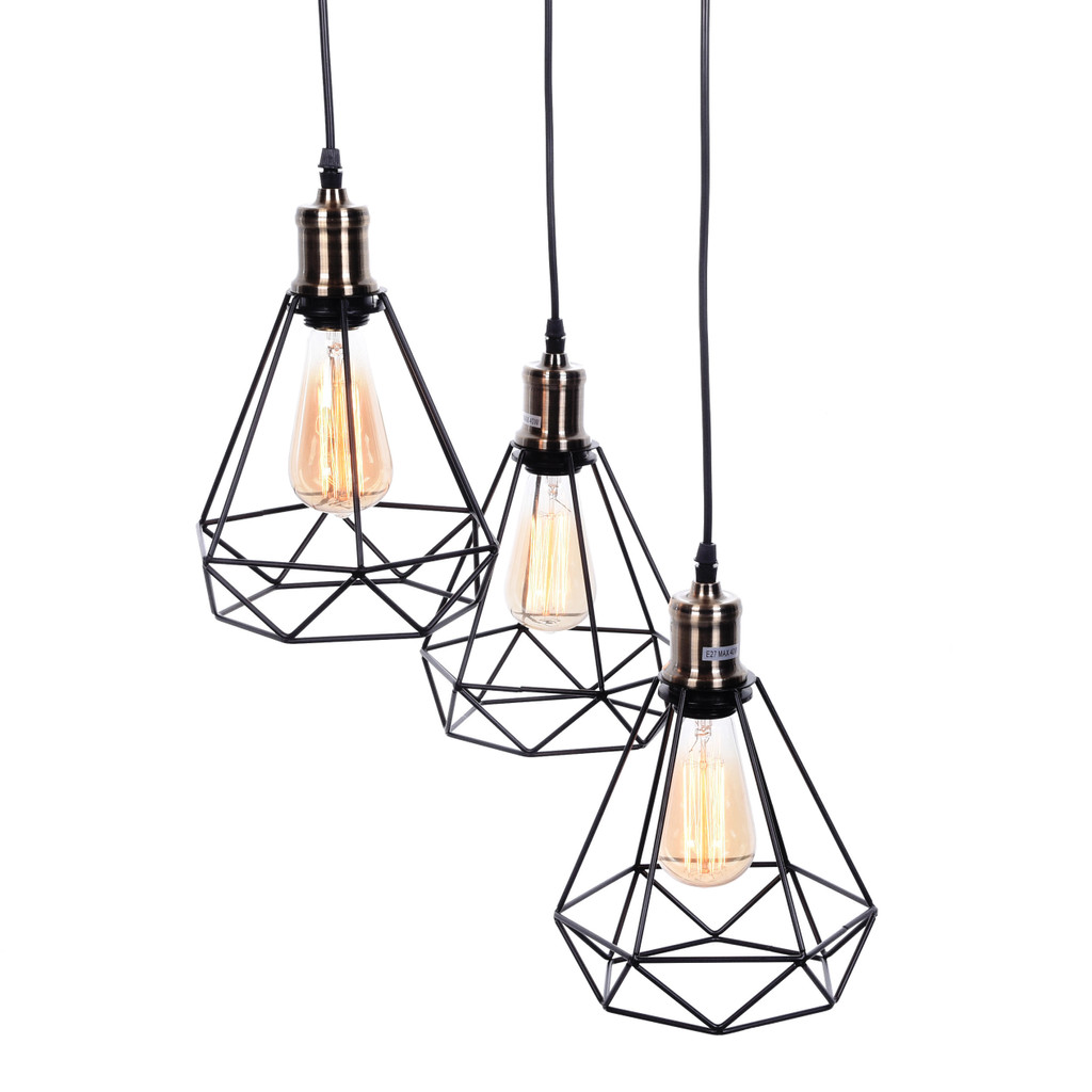 Minimalistické závesné svietidlo, loftový čierny drôtený priemyselný luster COBI W3 - Lumina Deco obrázok 3