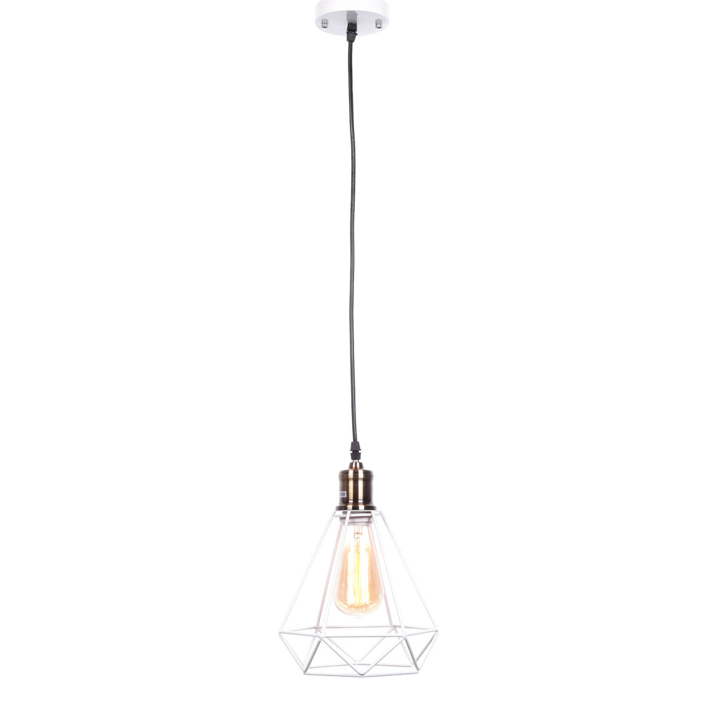 Závesná drôtená lampa, COBI, minimalistický biely diamant - Lumina Deco obrázok 3