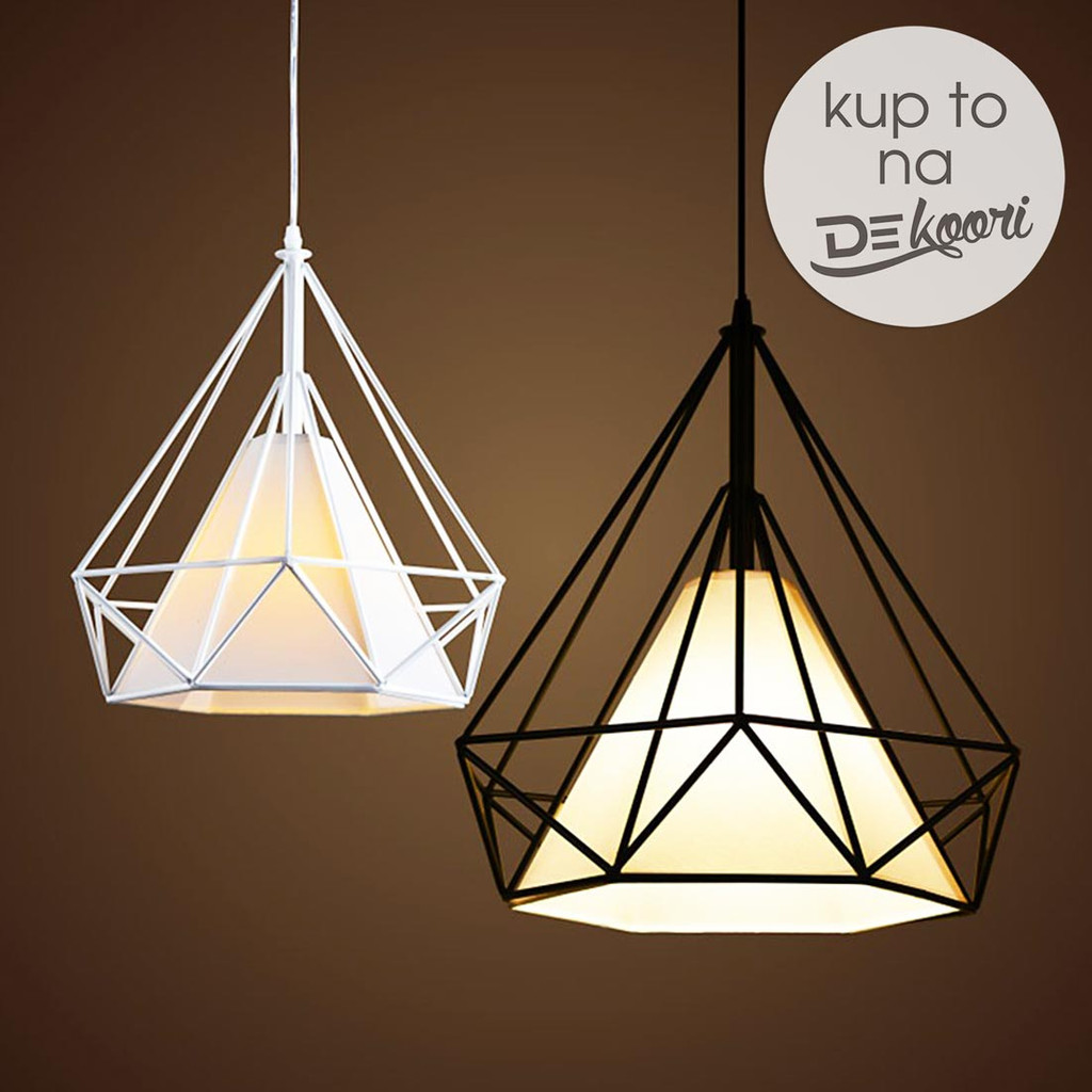 Čierna drôtená závesná lampa FORTI v tvare diamantu, moderná, loftová, škandinávska - Lumina Deco obrázok 2