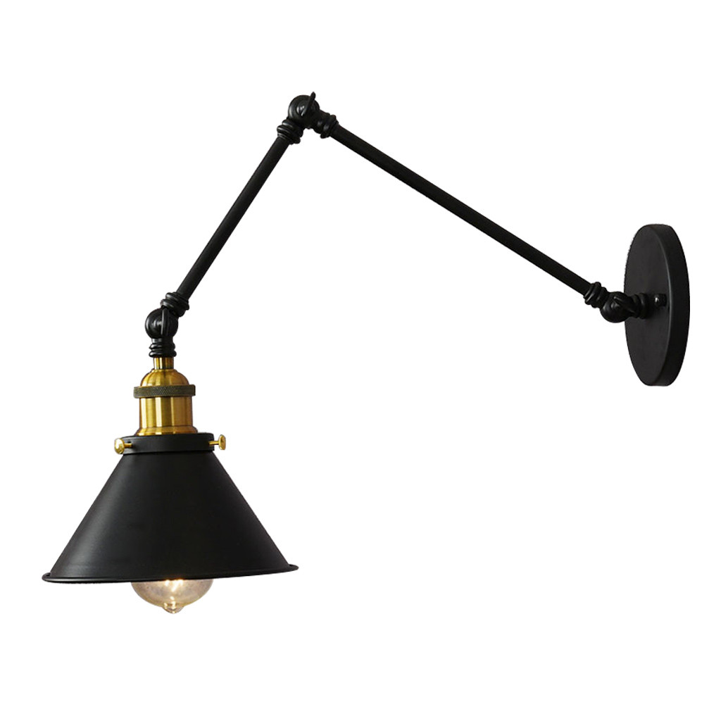 Nastaviteľné loftové nástenné svietidlo, GUBI W2, čierne tienidlo, nástenná lampa na čítanie v industriálnom štýle - Lumina Deco obrázok 3