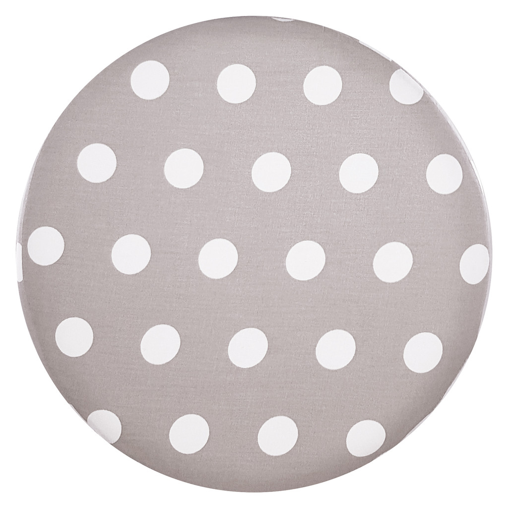 Puf na sedenie, taburetka z dreva, sivá, biele BODKY, polka dot - Lily Pouf obrázok 3