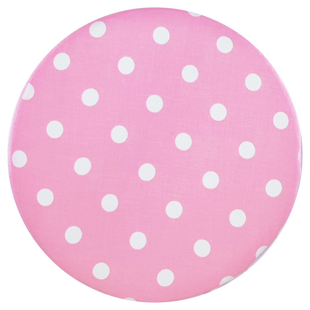 Ružová taburetka, stolček, puf v retro dizajne s poťahom s bielymi BODKAMI, polka dot - Lily Pouf obrázok 3